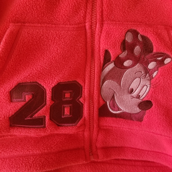 Disneyland Resort Minnie Mouse 28 Medium Size Red Fleece Hoodie Vintage Y2k - Picture 2 of 13